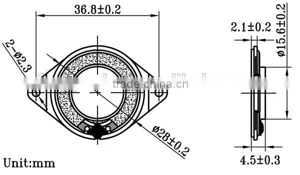 28mm 8ohm 1.0W compact mylar speaker with mounting holes