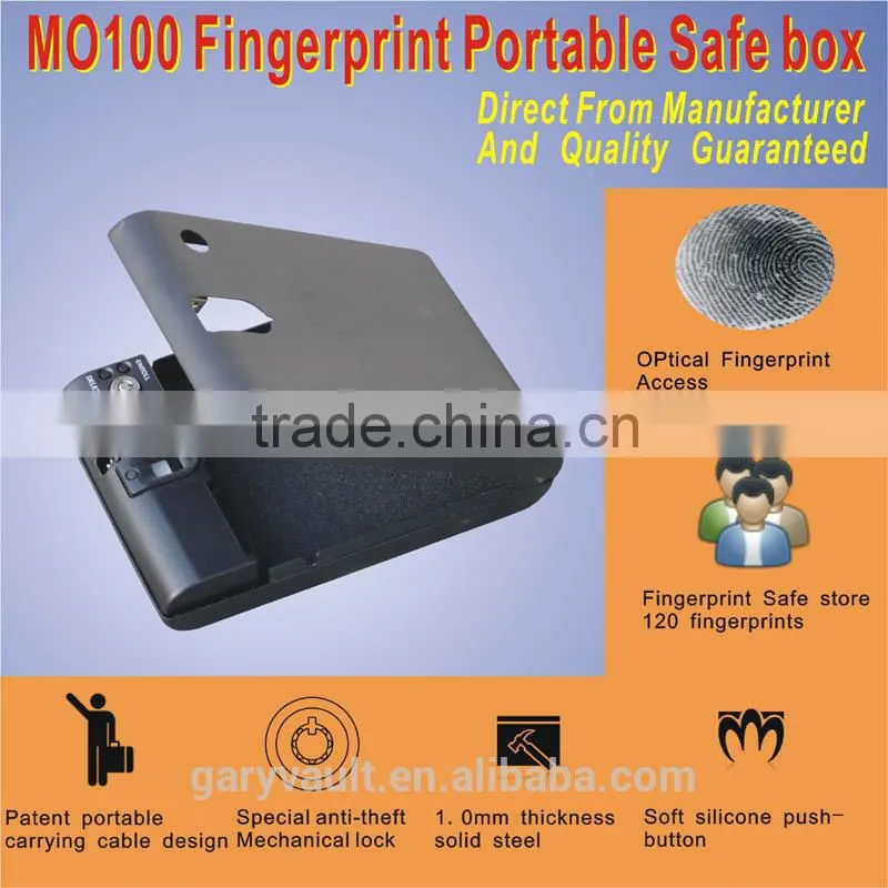 Wholesafe- MO100 Micro Vault Optical Fingerprint Portable Mini Car Gun Pistol Jewelry Security Strage Steel Safe Box / Vault