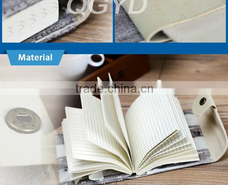 fabric cover magnetic notebook with grid inside pages