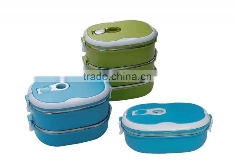 square insulation stackable stainless steel and plastic lunch box