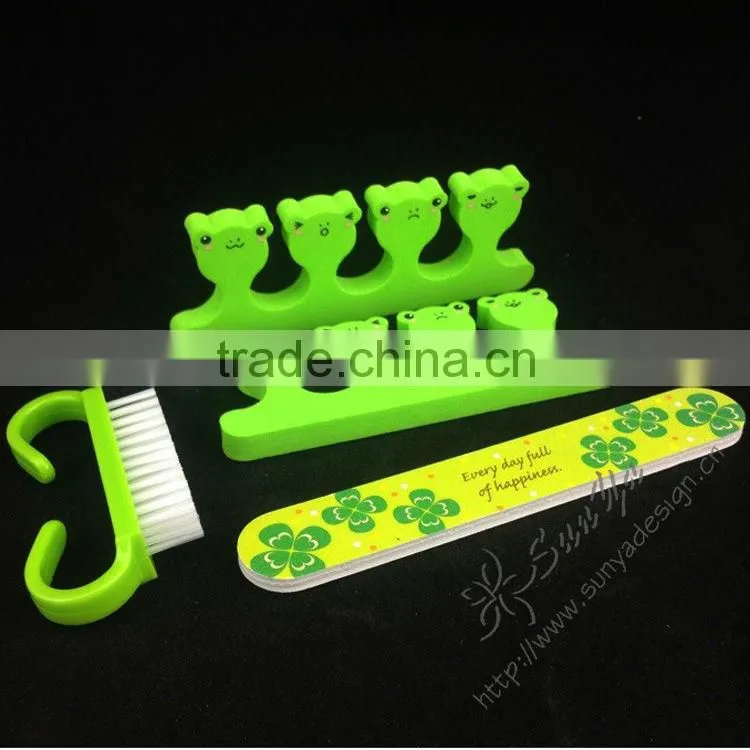 Toe separator,nail file,nail brush in manicure set
