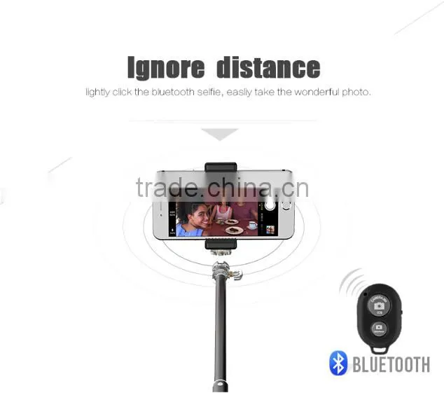 2015 wireless intelligent selfie stick with bluetooth remote shutter