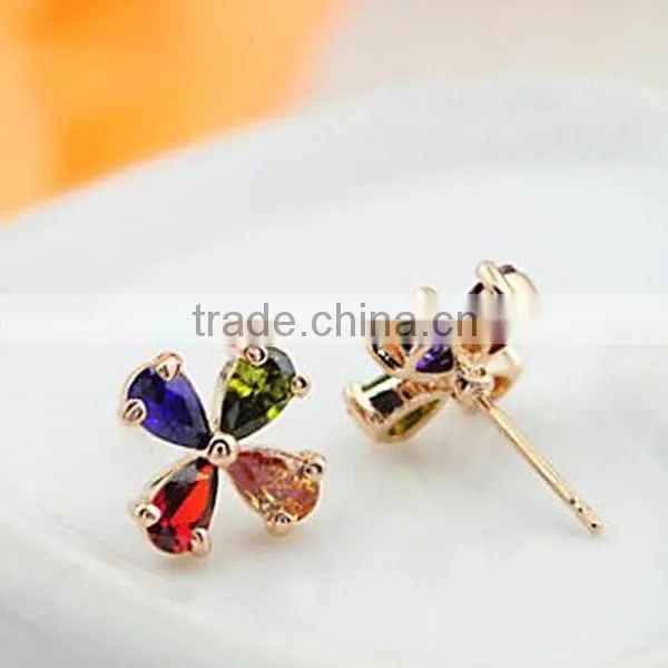 2016 High polished silver flower earring design for girls and women
