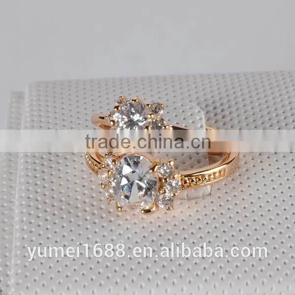 Fashion Silver Couple Ring with Prong Setting Rhodium Plated CZ Diamond