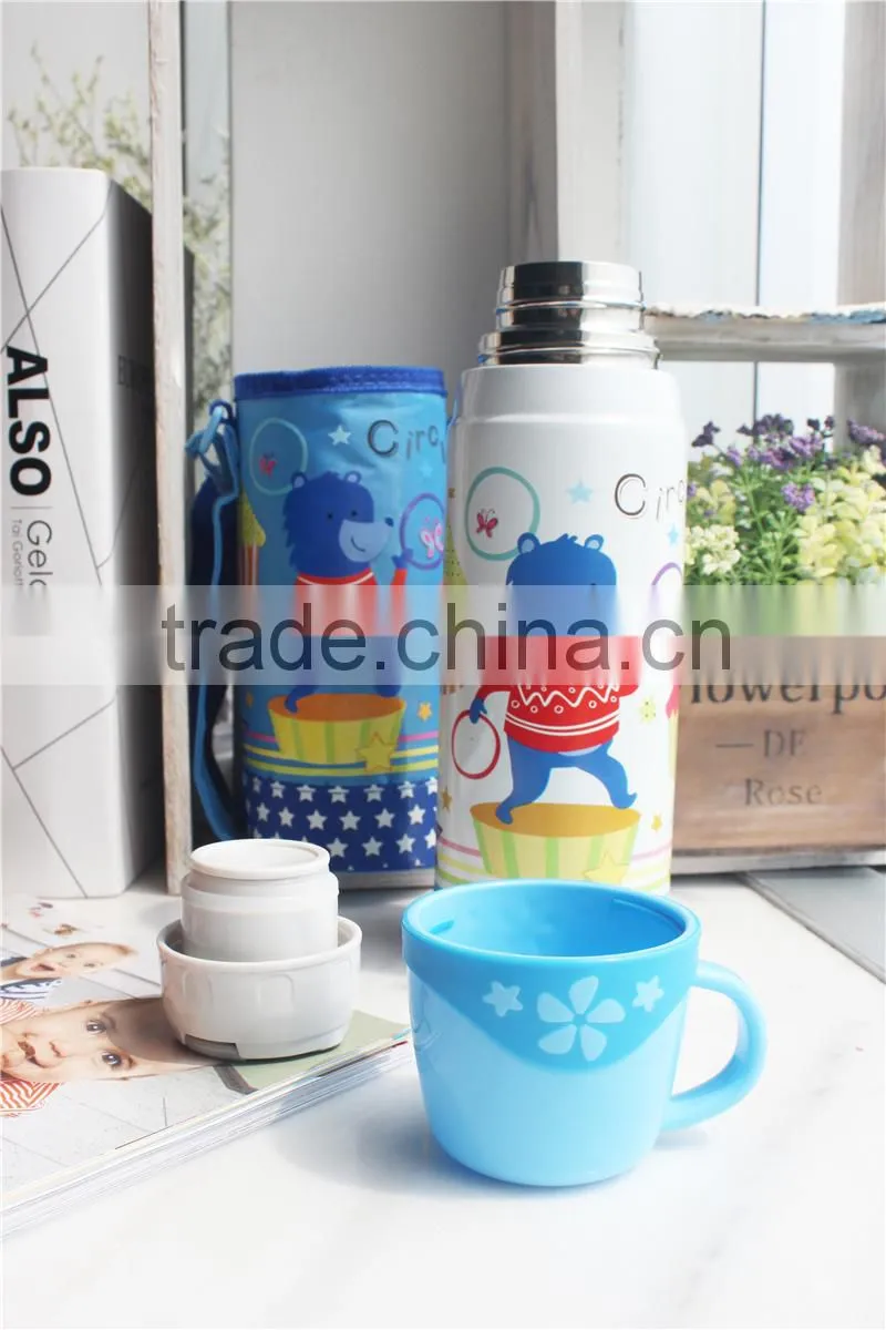 High quality double wall stainless steel Children vacuum flask with 2 cups