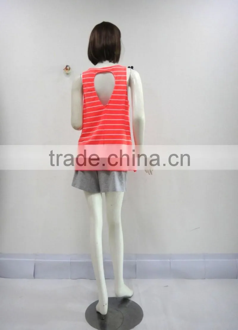 Lovely Tom cat stripe sleeveless pajamas woman