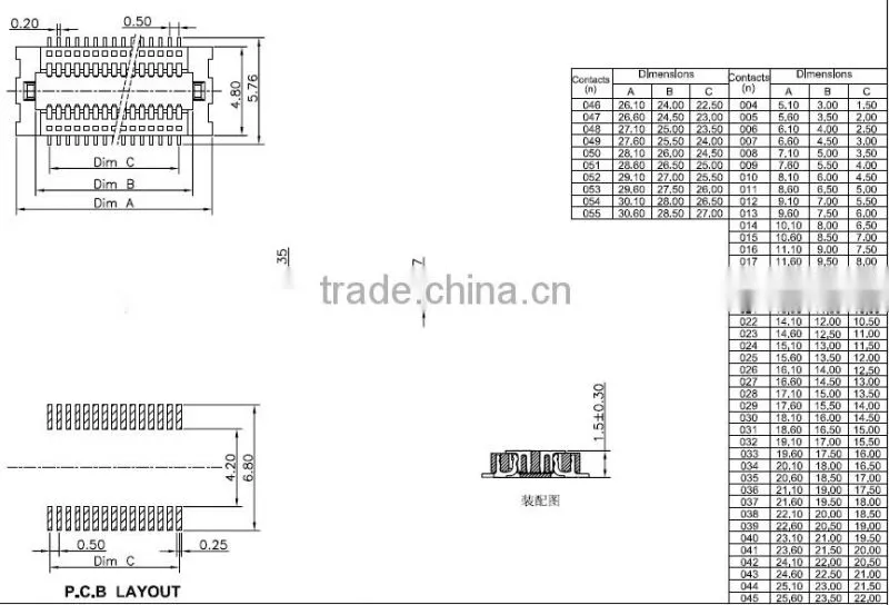 0.5mm Pitch board to board Female connector