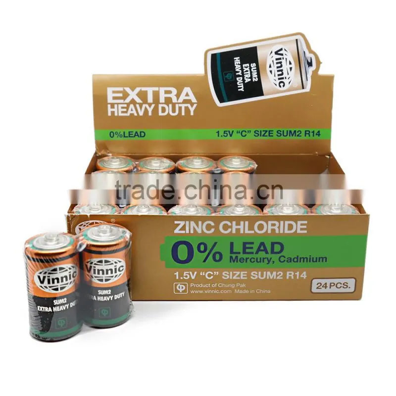 R14P sum2 C size 0% Lead Zinc Chloride Dry Battery Water heaters use