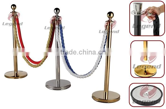Removable post stanchion retractable queue pole