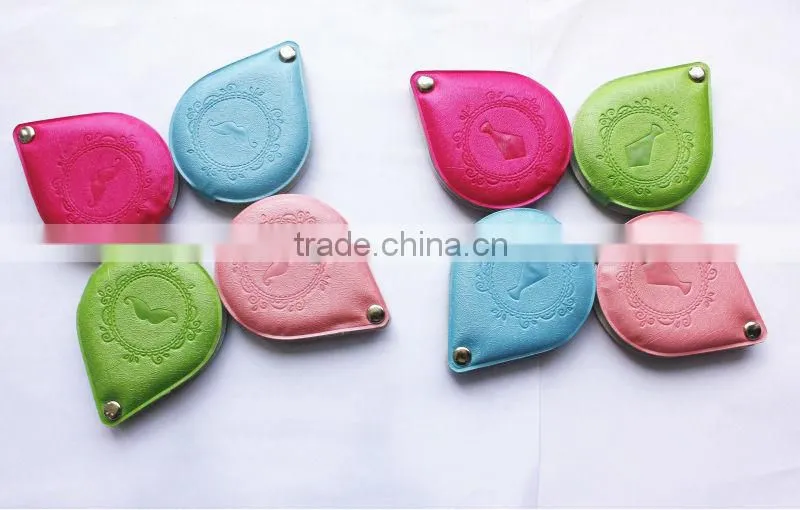 2015 newly small tie embossed leather pocket mirror with logo for wholesale,ME301-D