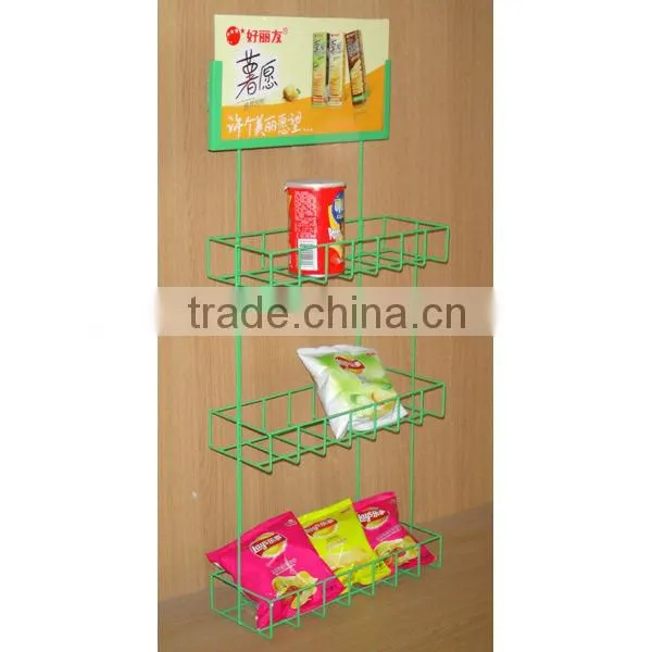 metal wire hanging potato chips display stand with modern design
