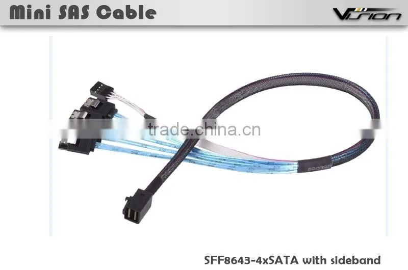 Vision Mini SAS SFF-8643 to SATA 7pin with sideband SGPIO Cable