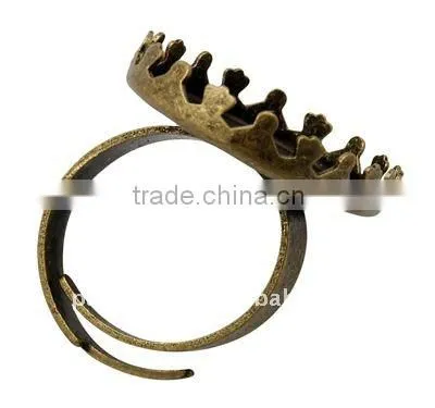Brass Large Ring Settings, Antique, Oval Blank(KK-Q015-AB)