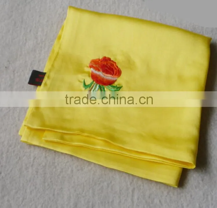 Double Layer Hand Embroidery Lady Silk Handkerchief