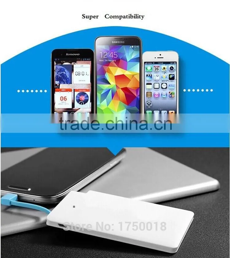 2600mah Powerbank Mini Card Mobile Power Bank External Portable Battery Charger for iPhone 5 5s 6 6+ for iPod iPad Any 5V Device