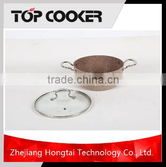 aluminum marble coating casserole with glass lid