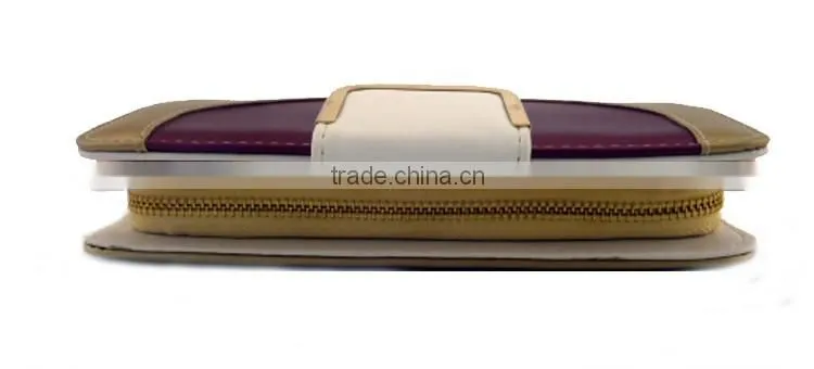 Leather pocket money bag zipper purse for women security wallet wtih lots of card holder