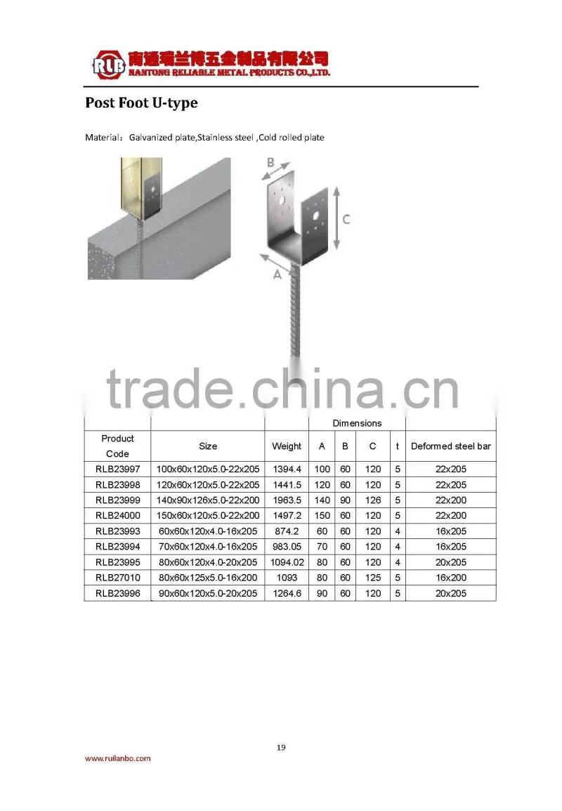 Hot Dipped Galvanized Post Support Post Anchor