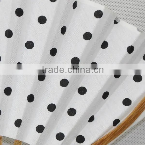 black and white New Hand Made Curve Ribs Cloth Bamboo Fan