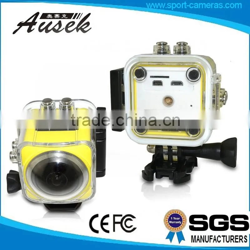 360 degree action camera 360 VR VR Mode waterproof 30M sport action camera high resolution mini DV cam 2016 new
