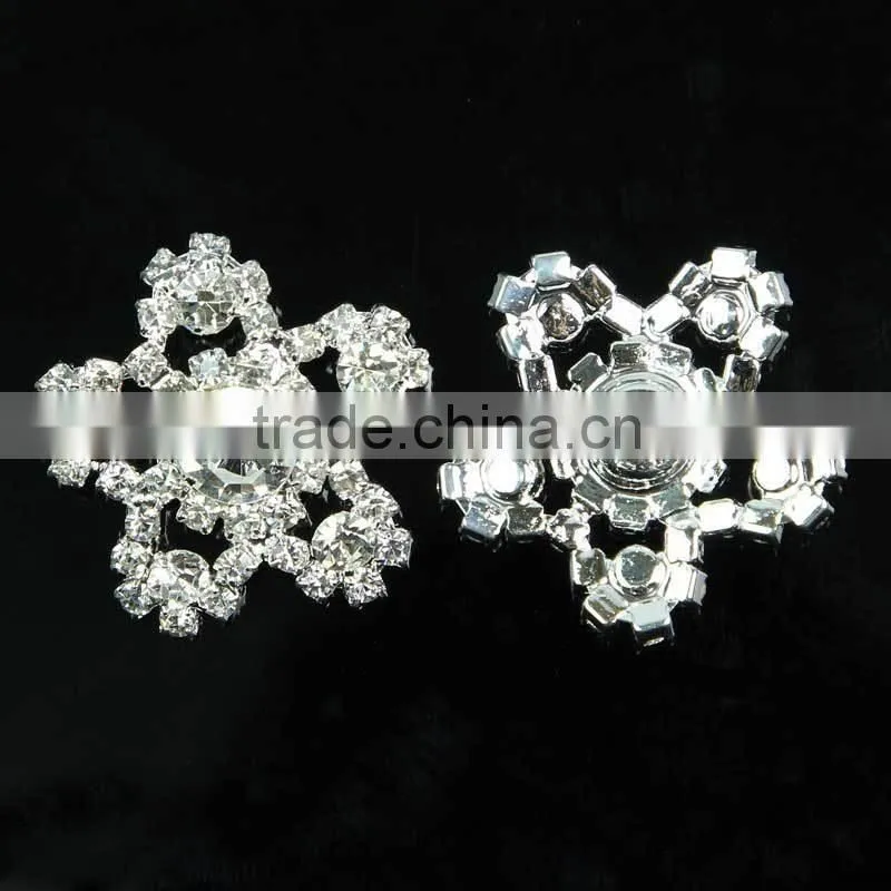 bling silver flower rhinestone button shank RNK179Y
