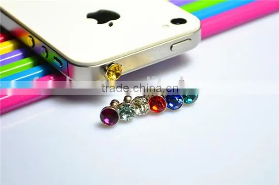 Luxurious Design diamond dust plug for 3.5mm earphone dust plug