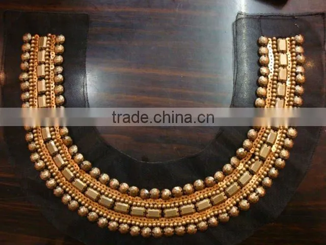 2013 latest beaded collar rhinestone trimming rhinestone badge rhinestone collar motif
