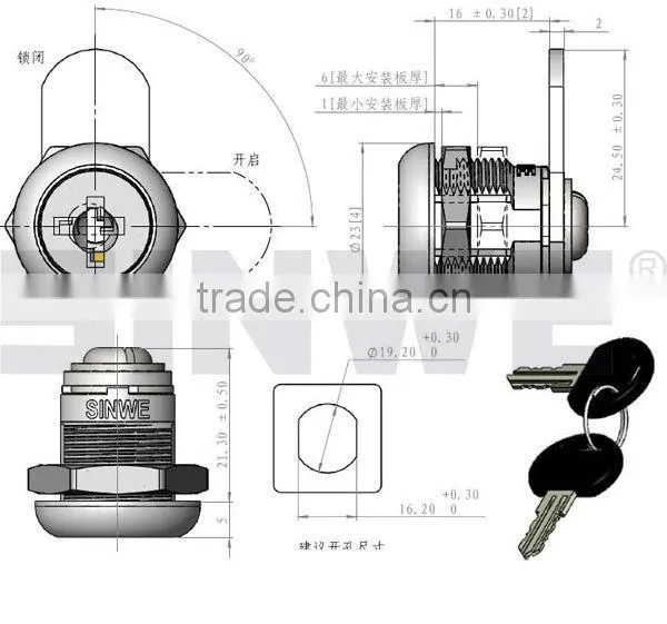 Cam Lock for letterbox, display cabinet, locker, etc