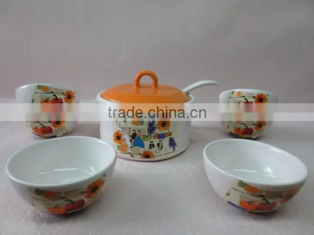 daily coffee tea set with two ceramic cups and a sugar pot with tray