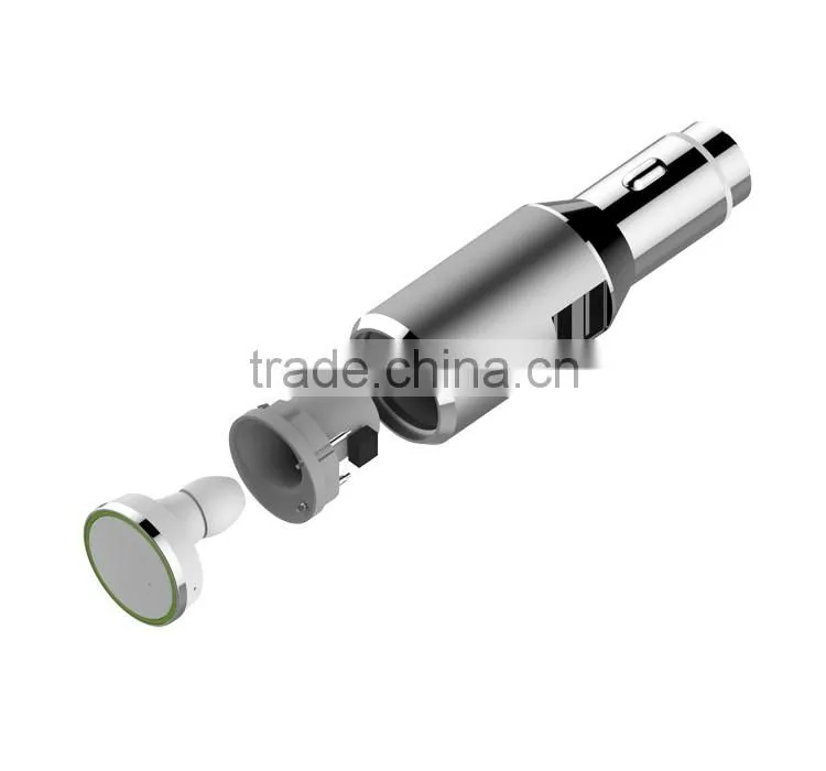 Metal USB Car Charger With Bluetooth Earphone, Phone Car Charger