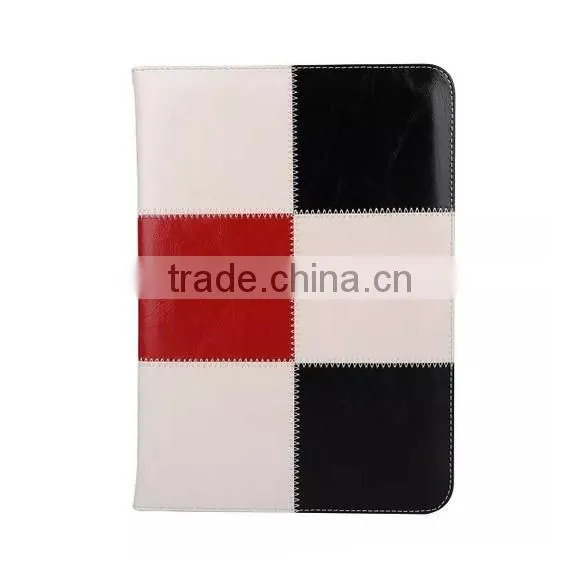 Accept small qty factory handheld fashion grid leather tablet cover for ipad air 2