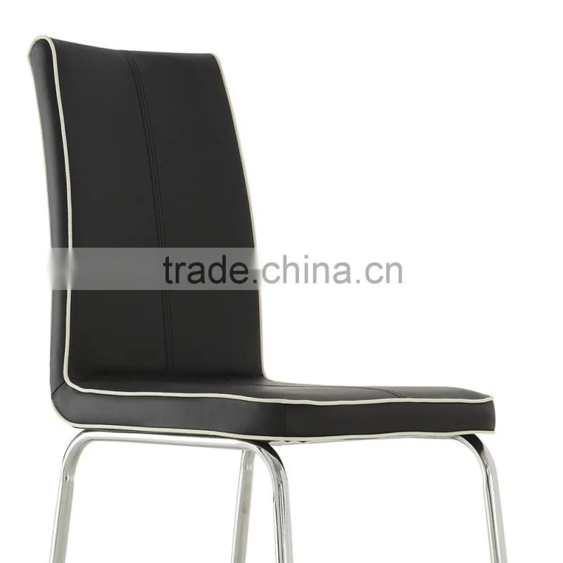 DC-2520 High Quality Modern Black PU Leather Dining Room Chair with Chrome legs