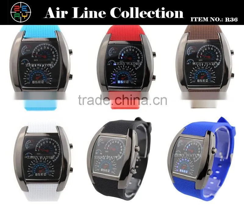 R36 Eco-friendly Silicone led watch withe digital movement for men watches
