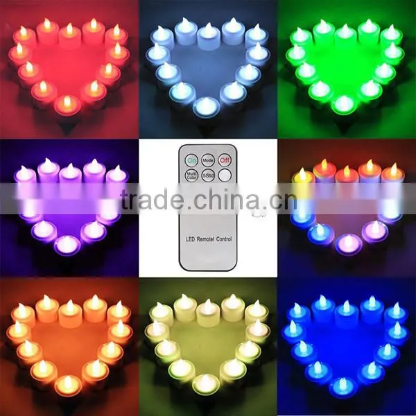12Pcs/Set RGB Remote Controller Rechargeable LED Tealight Candles for Wedding Birthday Party