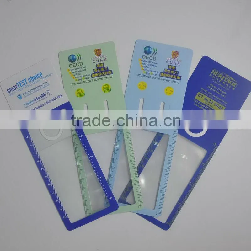 Promotional Business card pvc magnifier , pvc magnifier bookmark , magnifying glass business cards