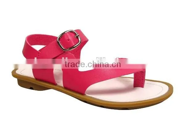 New Trendy Girls Pure Color Leather Casual Thong Sandals