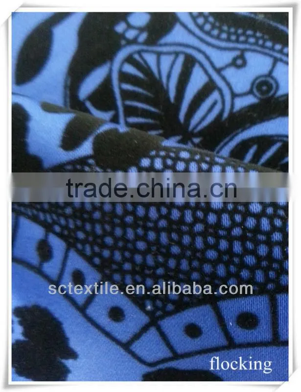98%cotton 2%sp printed flocking flower satin fabric