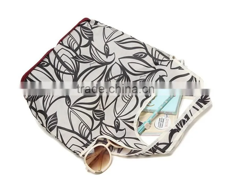new fashion foldable tote bag printede nylon shopping bag