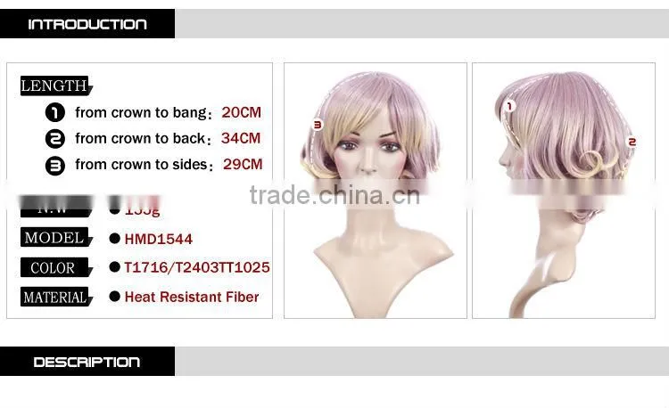 Hot ladies star wigs pink curly