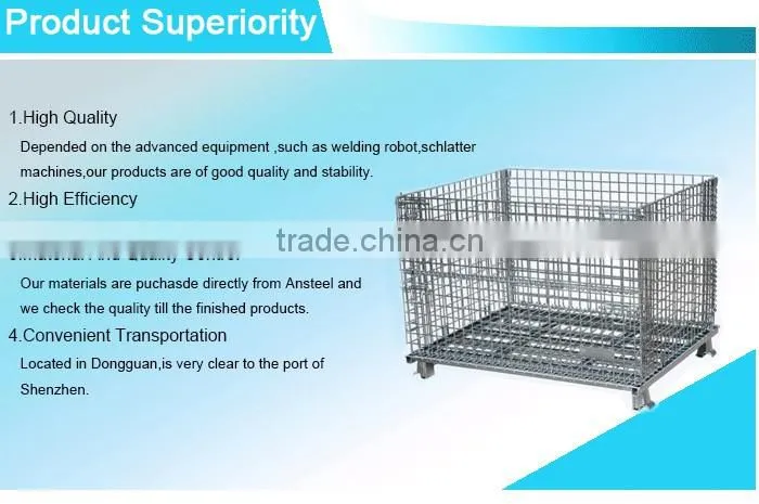 Folding steel wire mesh cage folded storage container