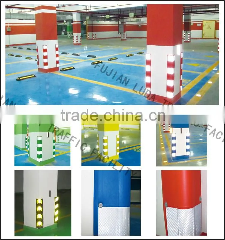 Colored wall corner protector for parking lot