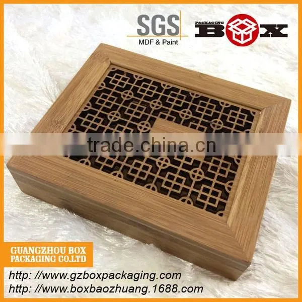 2 Boards Bamboo Box With Laser-engraved Logo For Small Gift