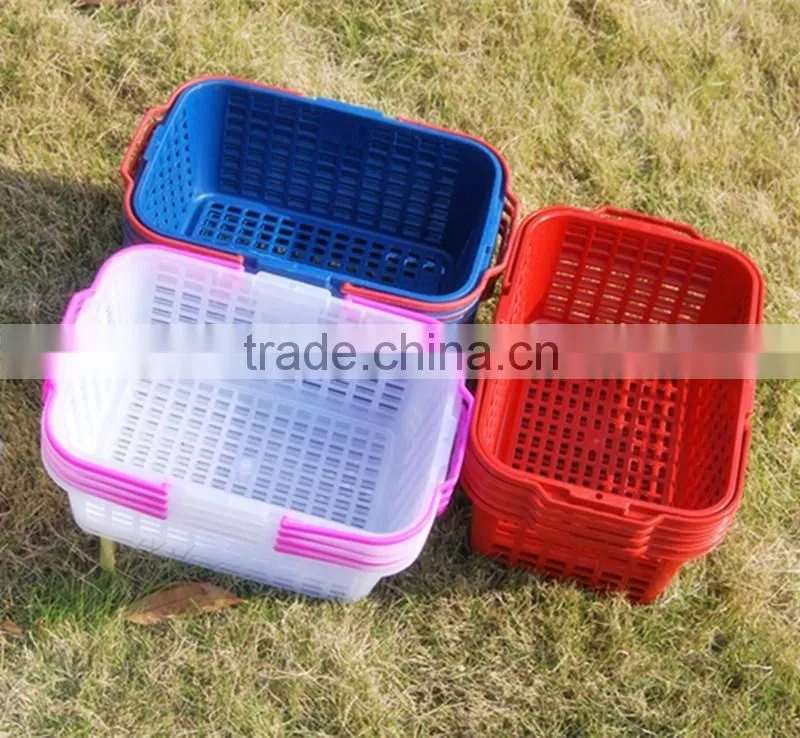 Taizhou New Injection With Handle With Lid Plastic Fruit Basket Mould