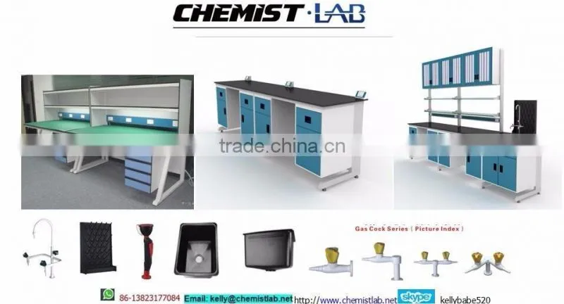 alkali & acid resistant all steel lab side table with double door tool cabinet in science laboratory