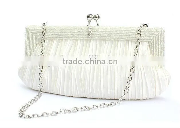 High Quality ladies evening party bag plicated satin clutch evening bags