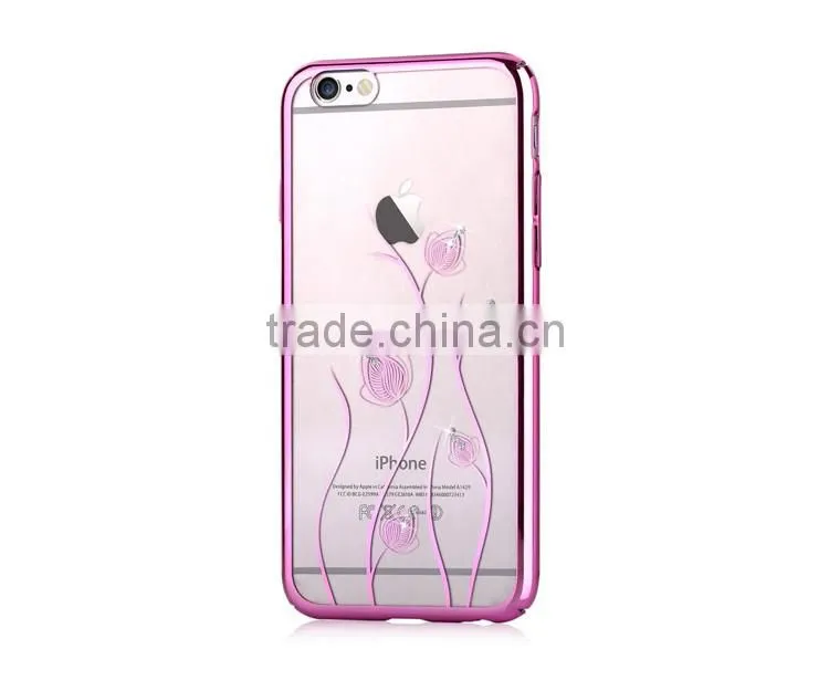 360 Degree Full Protective Case for iPhone 6/6 Plus Electroplating Crystal Dimond Hard PC Back Cover
