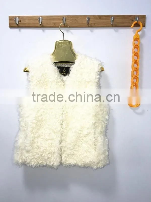 factory new design sexy girls short real lamb fur vest