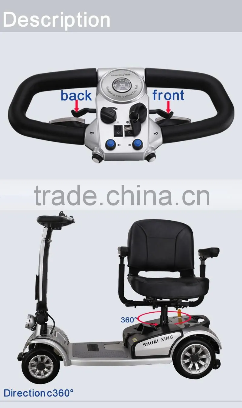 CE disabled person electric lightweight mobility scooter with bike and chair / bicycle