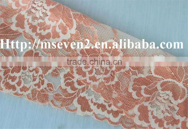hot selling 20cm width elastic band brazilian hair flower pattern full lace trim