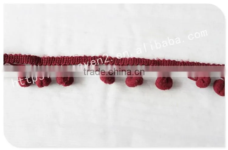 Hot sales cute 2cm width polyetser indian pom pom trims for garment/bags